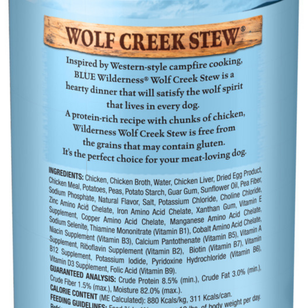 
                  
                    Blue Buffalo Wilderness Wolf Creek Stew Grain-Free Chunky Chicken Stew Adult Canned Dog Food
                  
                