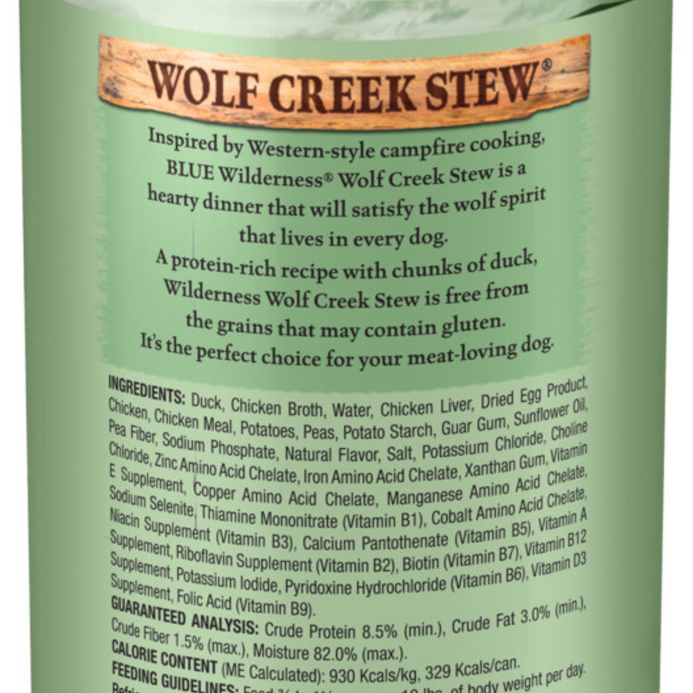 Blue Buffalo Wilderness Wolf Creek Stew Grain-Free Hearty Duck Stew Adult Canned Dog Food