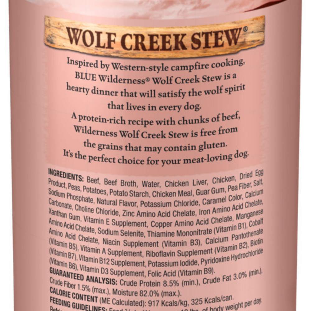 Blue Buffalo Wilderness Wolf Creek Stew Grain-Free Hearty Beef Stew Adult Canned Dog Food