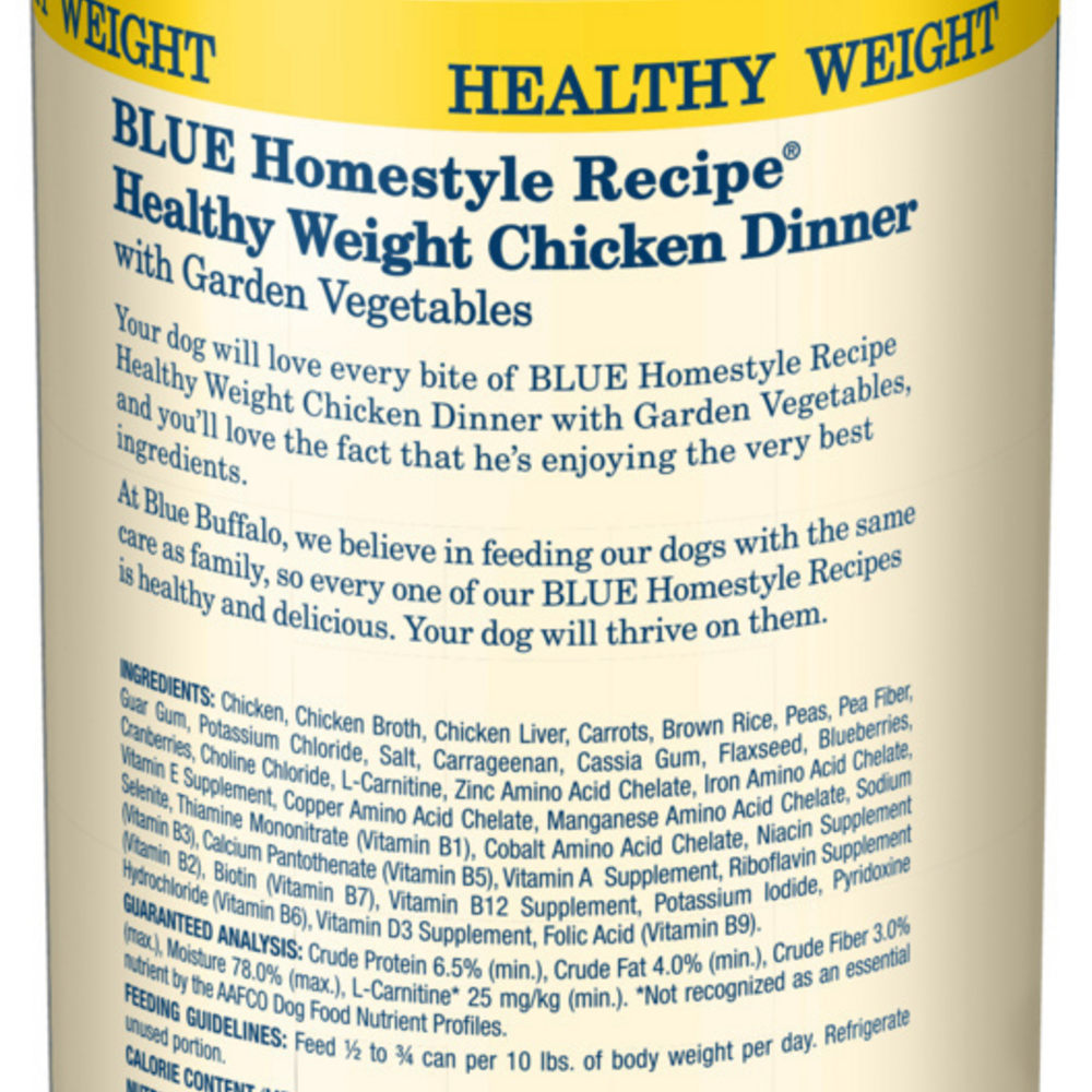 
                  
                    Blue Buffalo Homestyle Recipe Adult Healthy Weight Chicken Dinner with Garden Vegetables Canned Dog Food
                  
                