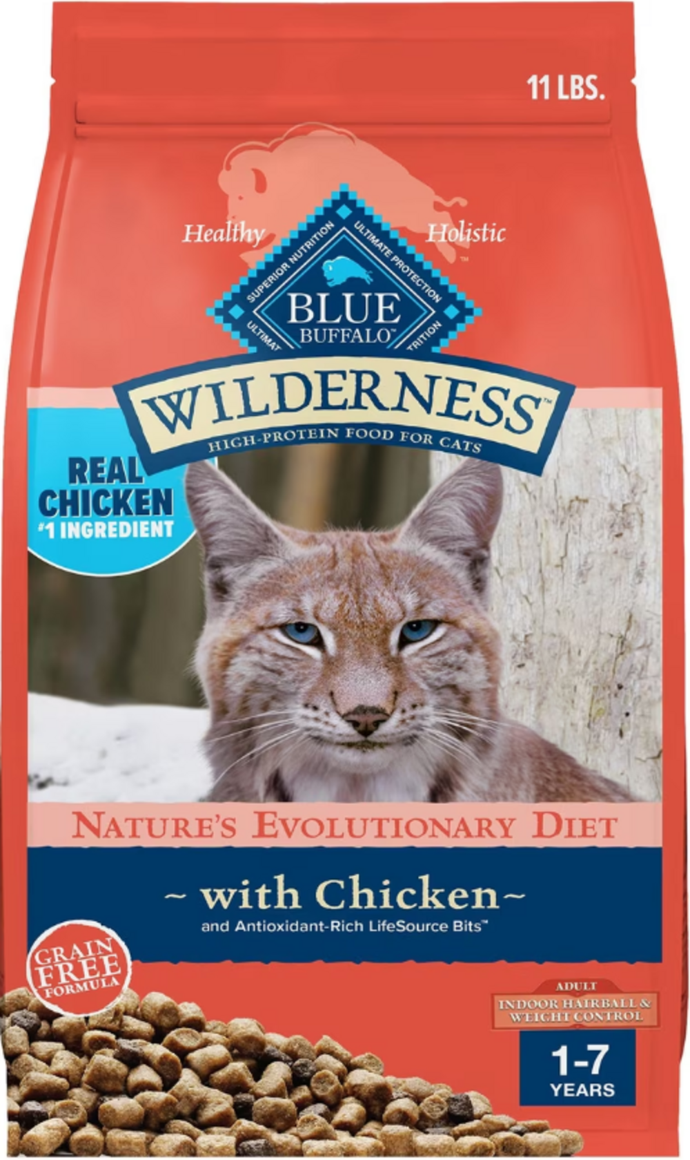 Blue Buffalo Wilderness High-Protein Grain-Free Indoor Adult Hairball & Weight Control Chicken Recipe Dry Cat Food
