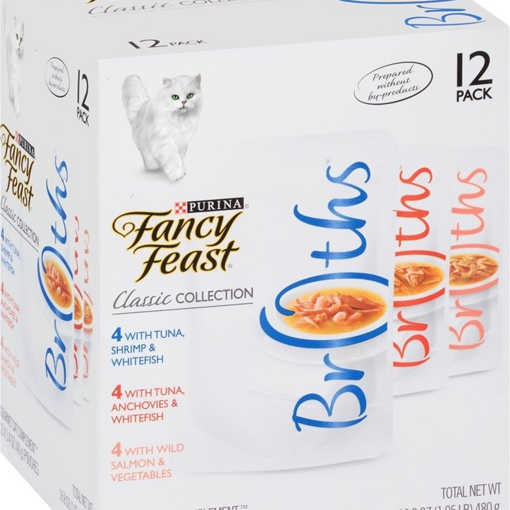 Fancy Feast Classic Collection Broths Variety Pack Supplemental Cat Food Pouches