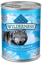 Load image into Gallery viewer, Blue Buffalo Wilderness Grain Free Denali Dinner with Salmon, Venison &amp; Halibut Canned Dog Food