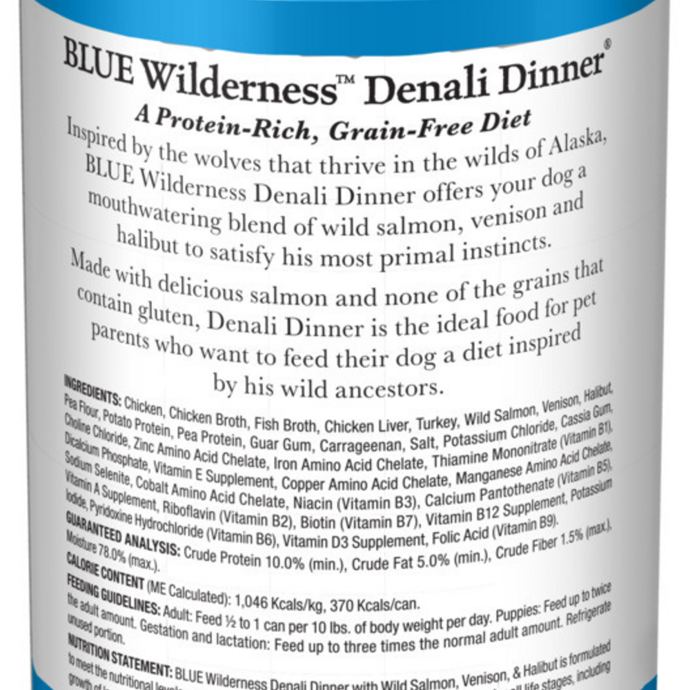 Blue Buffalo Wilderness Grain Free Denali Dinner with Salmon, Venison & Halibut Canned Dog Food