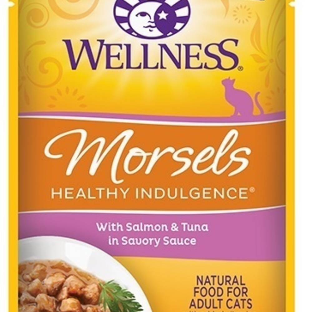 Wellness Healthy Indulgence Natural Grain Free Morsels with Salmon and Tuna in Savory Sauce Cat Food Pouch