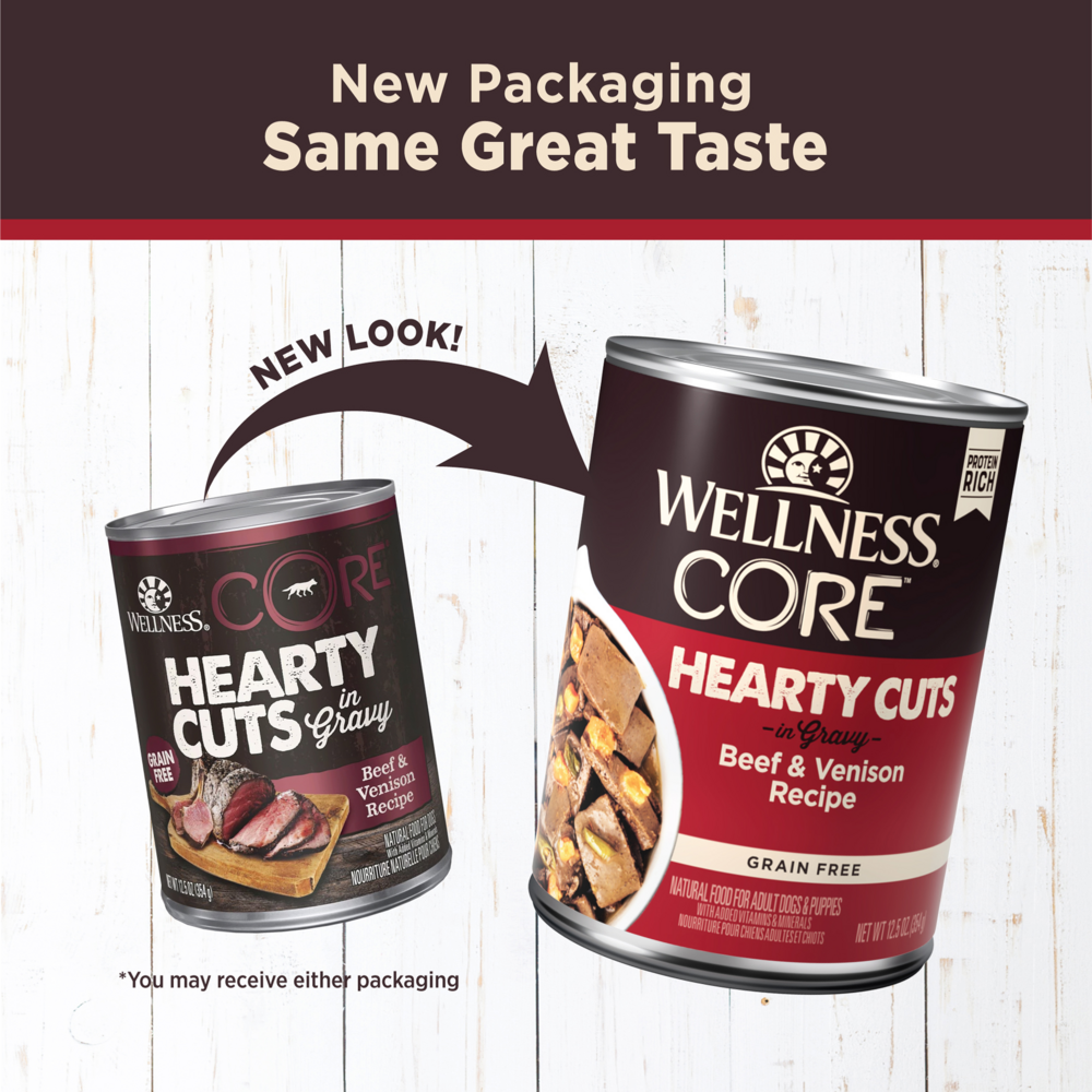 
                  
                    Wellness CORE Natural Grain Free Hearty Cuts Beef and Venison Canned Dog Food
                  
                