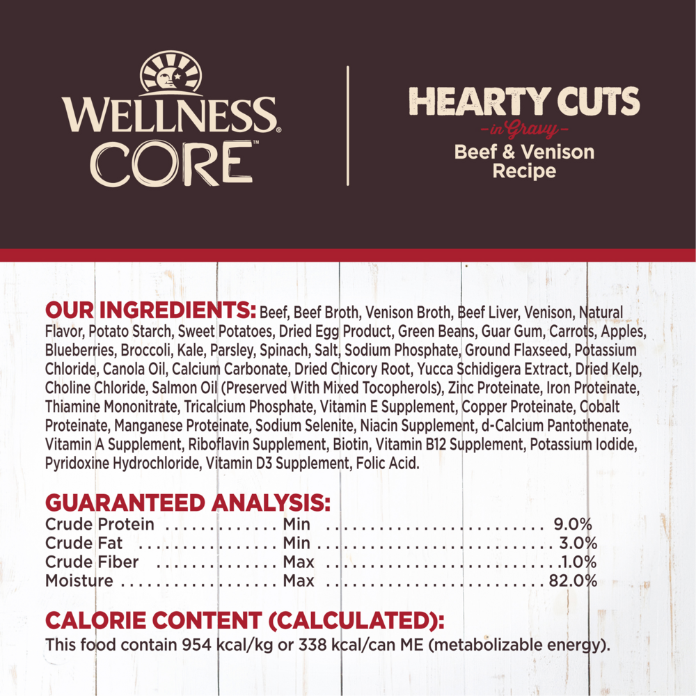 
                  
                    Wellness CORE Natural Grain Free Hearty Cuts Beef and Venison Canned Dog Food
                  
                