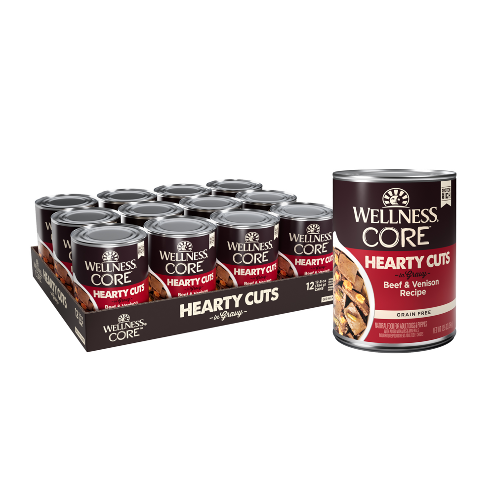 
                  
                    Wellness CORE Natural Grain Free Hearty Cuts Beef and Venison Canned Dog Food
                  
                