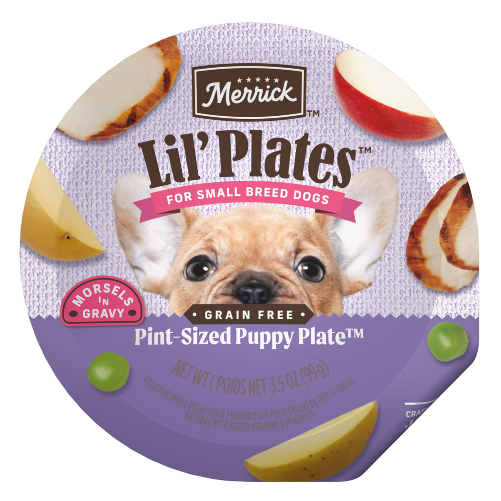 Merrick Lil' Plates Small Breed Grain Free Pint Size Puppy Plate in Gravy Dog Food Tray