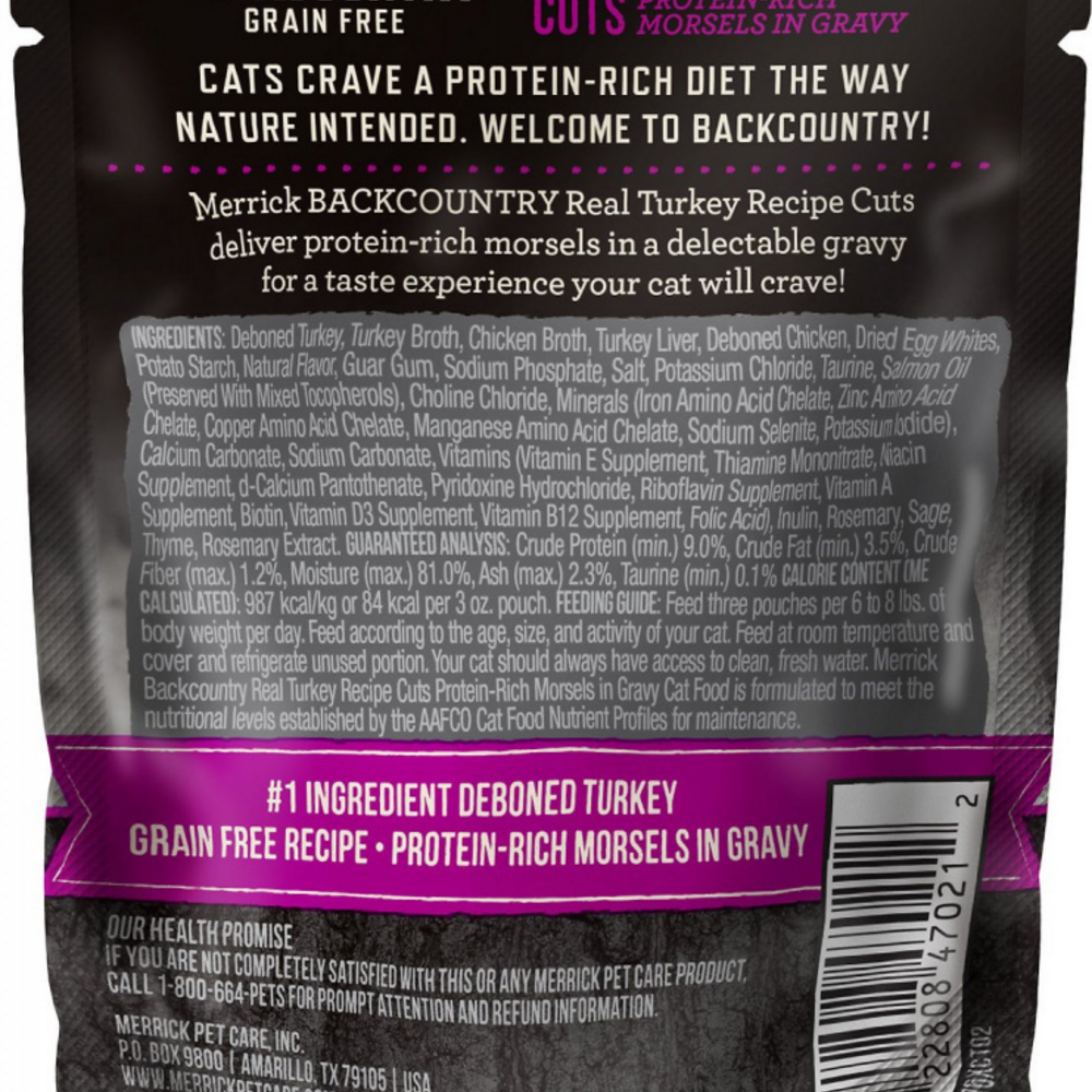 
                  
                    Merrick Backcountry Grain Free Gluten Free Premium High Protein Wet Cat Food, Turkey Recipe Cuts With Gravy
                  
                