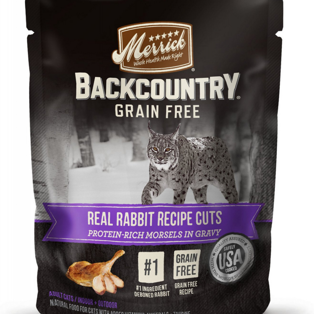 Merrick Backcountry Grain Free Gluten Free Premium High Protein Wet Cat Food, Rabbit Recipe Cuts With Gravy