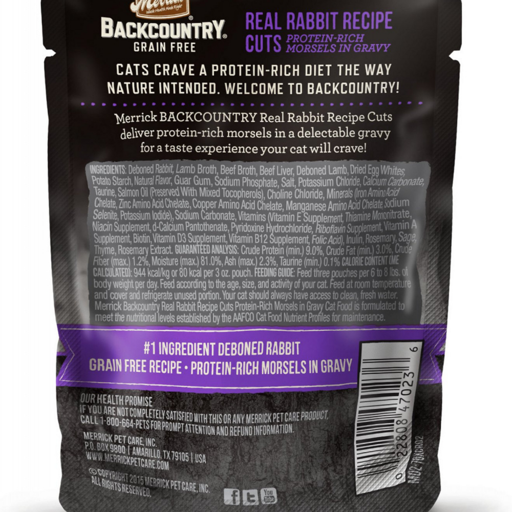 
                  
                    Merrick Backcountry Grain Free Gluten Free Premium High Protein Wet Cat Food, Rabbit Recipe Cuts With Gravy
                  
                