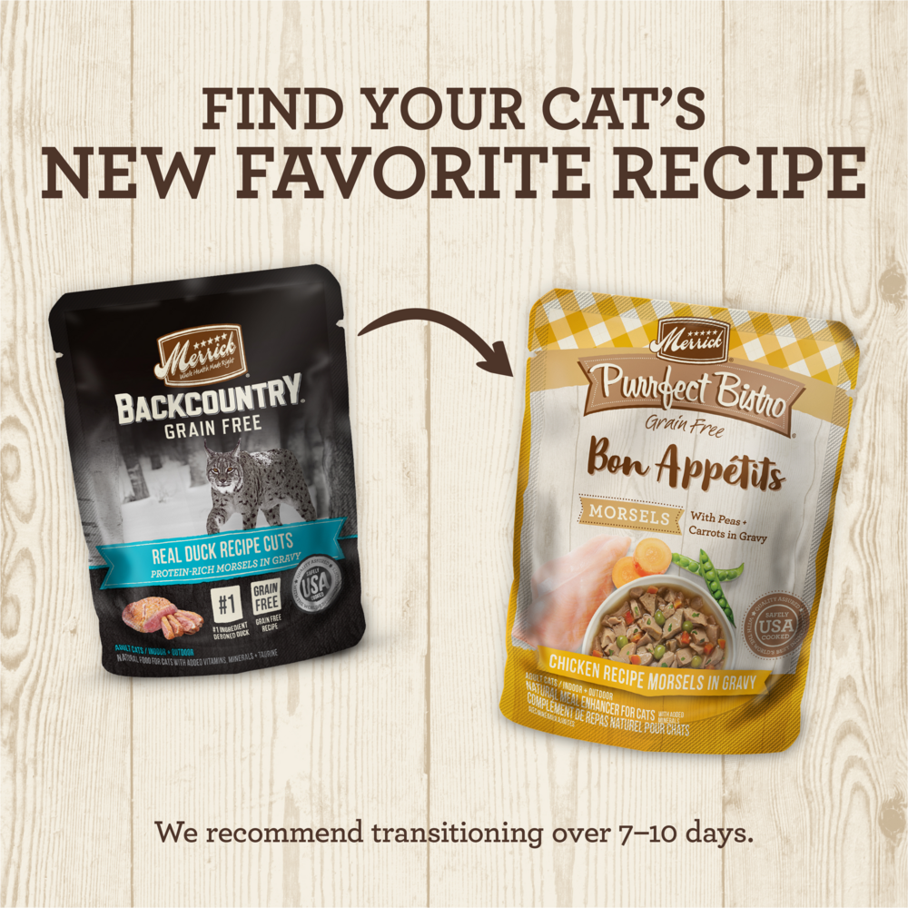 
                  
                    Merrick Backcountry Grain Free Gluten Free Premium High Protein Wet Cat Food, Duck Recipe Cuts With Gravy
                  
                