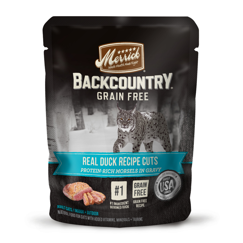 Merrick Backcountry Grain Free Gluten Free Premium High Protein Wet Cat Food, Duck Recipe Cuts With Gravy
