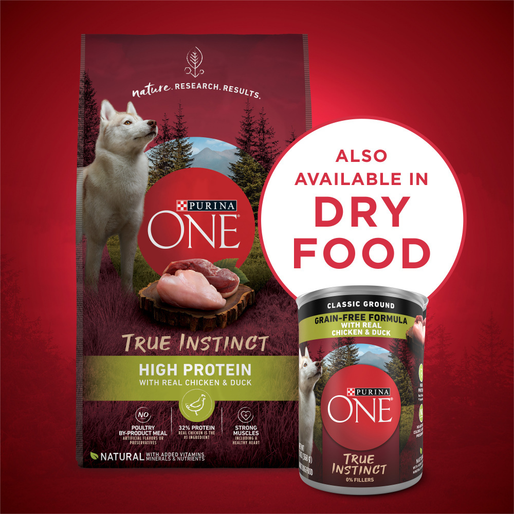 
                  
                    Purina ONE SmartBlend True Instinct with Grain Free Chicken and Duck Classic Ground Canned Dog Food
                  
                