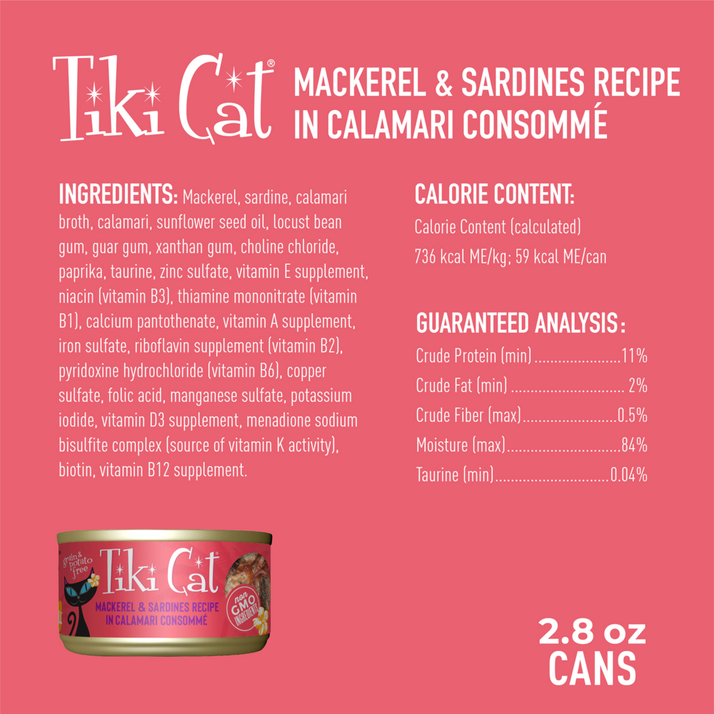 
                  
                    Tiki Cat Makaha Grill Grain Free Mackrel And Sardine In Calamari Consomme Canned Cat Food
                  
                