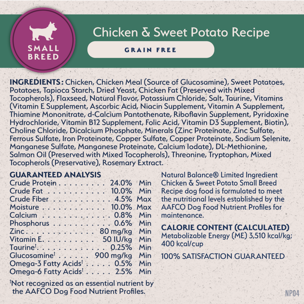 
                  
                    Natural Balance Limited Ingredient Grain Free Chicken & Sweet Potato Small Breed Recipe Dry Dog Food
                  
                