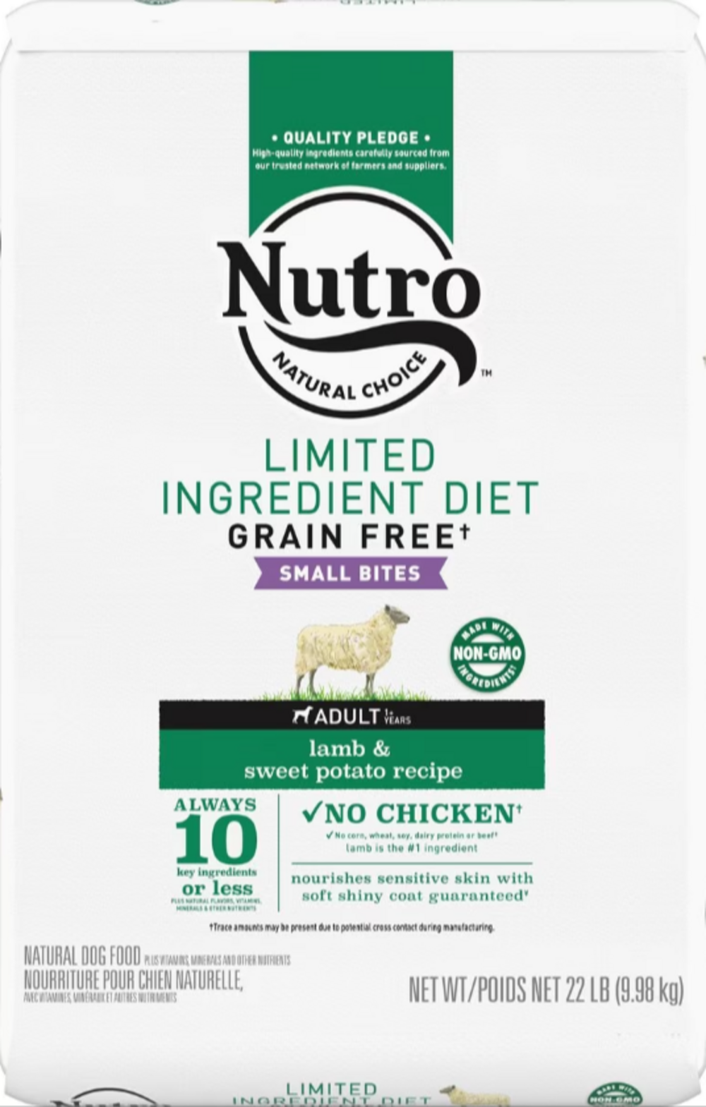 Nutro Limited Ingredient Diet Grain Free Small Bites Adult Lamb and Sweet Potato Dry Dog Food