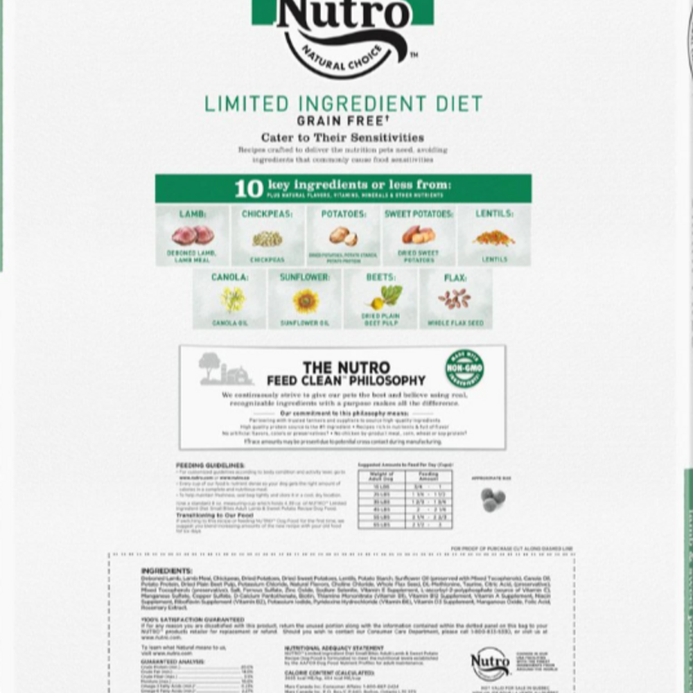 
                  
                    Nutro Limited Ingredient Diet Grain Free Small Bites Adult Lamb and Sweet Potato Dry Dog Food
                  
                