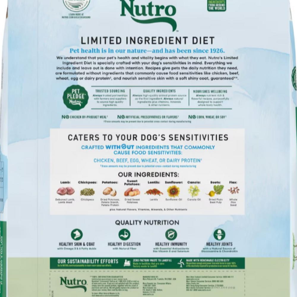 
                  
                    Nutro Limited Ingredient Diet Grain Free Large Breed Adult Lamb and Sweet Potato Dry Dog Food
                  
                