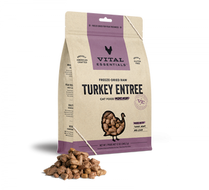 Vital Essentials Grain Free Turkey Mini Nibs Freeze Dried Raw Food for Cats