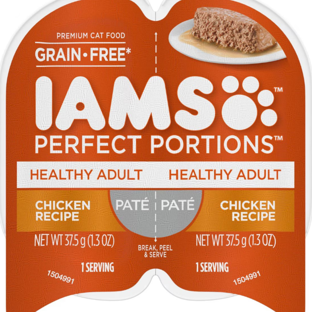 Iams Perfect Portions Healthy Adult Chicken Pate Wet Cat Food Tray