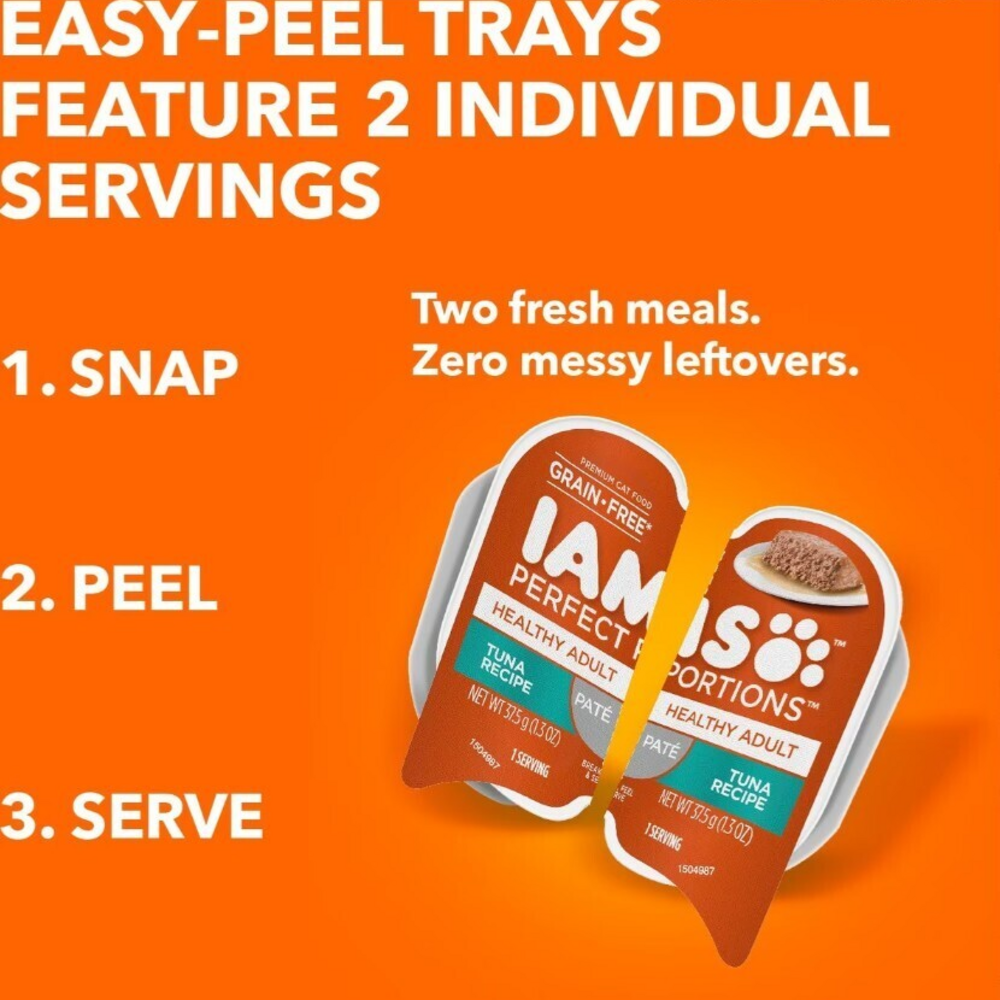 Iams Perfect Portions Healthy Adult Tuna Pate Wet Cat Food Tray