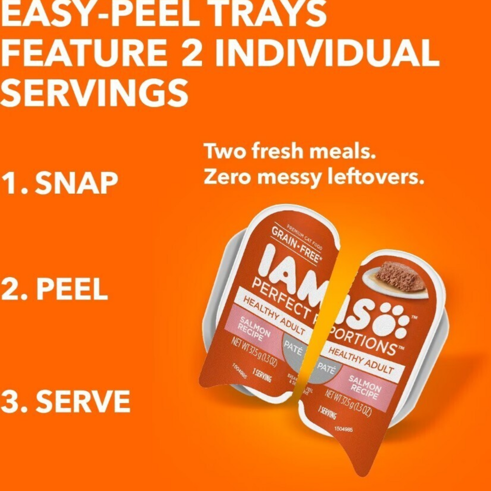 Iams Perfect Portions Healthy Adult Salmon Pate Wet Cat Food Tray