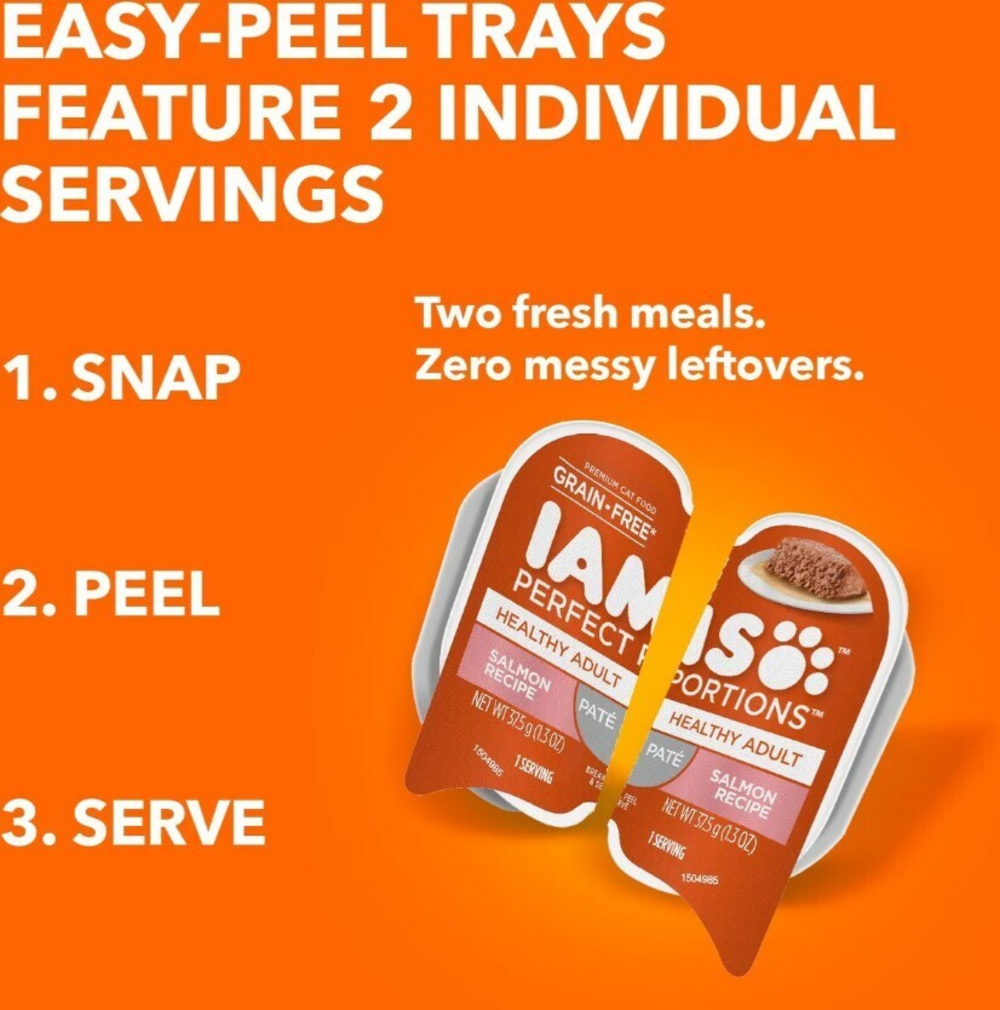Iams Perfect Portions Healthy Adult Salmon Pate Wet Cat Food Tray