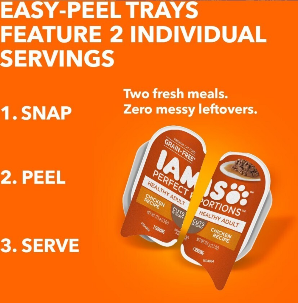 Iams Perfect Portions Healthy Kitten Chicken Pate Wet Cat Food Tray