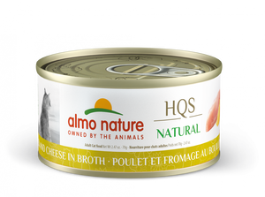 Almo Nature HQS Natural Cat Grain Free Chicken and Cheese In Broth Canned Cat Food