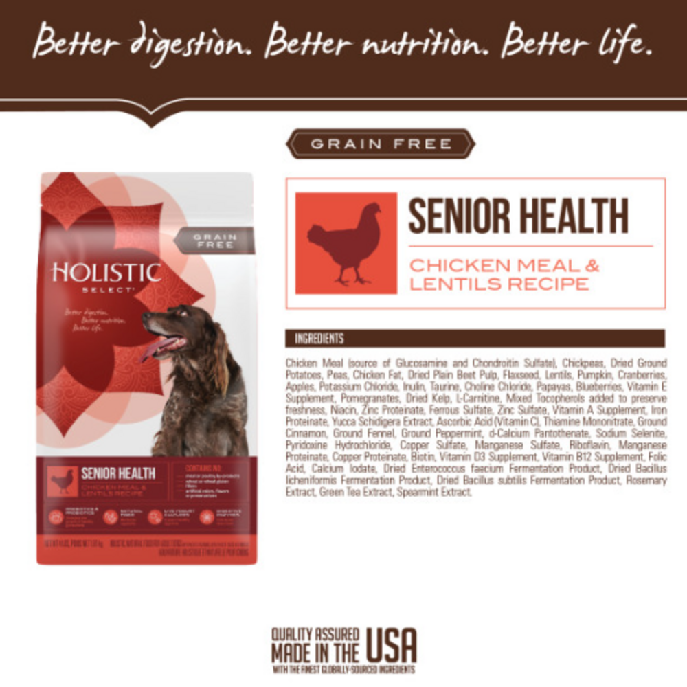 
                  
                    Holistic Select Natural Grain Free Senior Chicken Meal and Lentil Dry Dog Food
                  
                