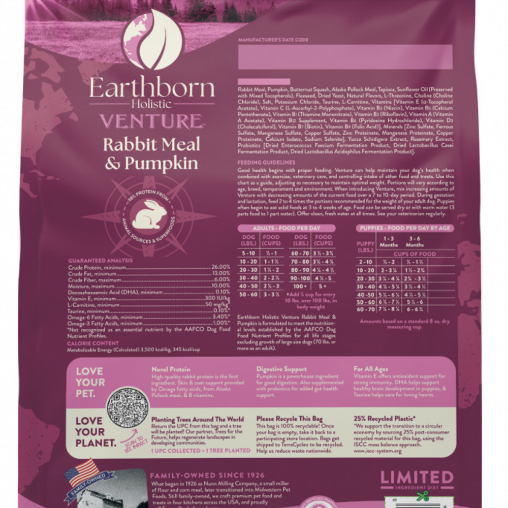 
                  
                    Earthborn Holistic Venture Limited ingredient Grain Free Rabbit Meal and Pumpkin Dry Dog Food
                  
                