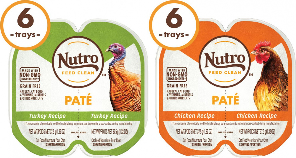 
                  
                    Nutro Perfect Portions Grain Free Turkey Pate and Chicken Pate Wet Cat Food Tray Variety Pack
                  
                