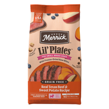 Load image into Gallery viewer, Merrick Lil Plates Small Breed Dog Food Grain Free Real Texas Beef &amp; Sweet Potato with Raw Bites Recipe Small Dog Food