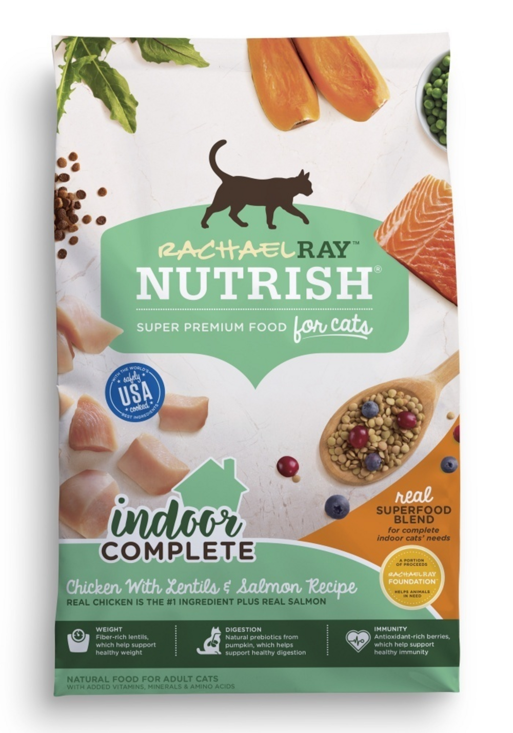 Rachael Ray Nutrish Indoor Complete Chicken & Salmon with Lentils Recipe Dry Cat Food