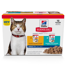 Load image into Gallery viewer, Hill&#39;s Science Diet Adult 7+ Tender Dinner Pouch Variety Pack Wet Cat Food