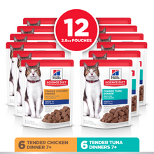 Load image into Gallery viewer, Hill&#39;s Science Diet Adult 7+ Tender Dinner Pouch Variety Pack Wet Cat Food