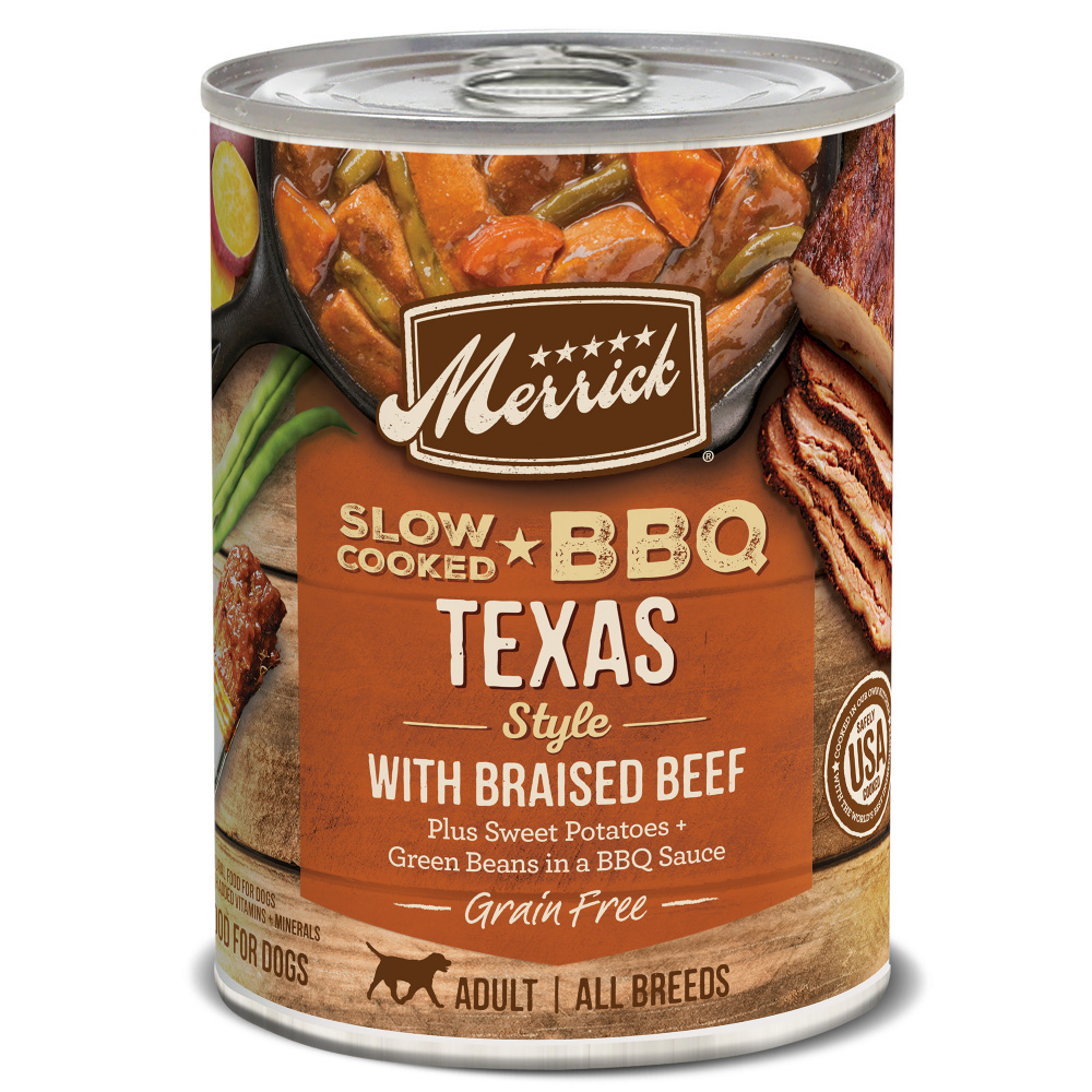 
                  
                    Merrick Wet Dog Food Slow-Cooked BBQ Texas Style with Braised Beef Grain Free Canned Dog Food
                  
                