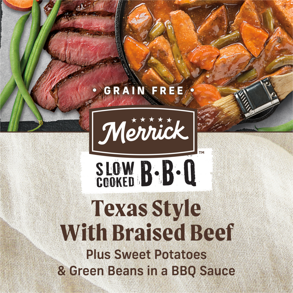 
                  
                    Merrick Wet Dog Food Slow-Cooked BBQ Texas Style with Braised Beef Grain Free Canned Dog Food
                  
                