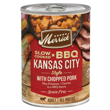 Load image into Gallery viewer, Merrick Wet Dog Food Slow-Cooked BBQ Kansas City Style with Chopped Pork Grain Free Canned Dog Food