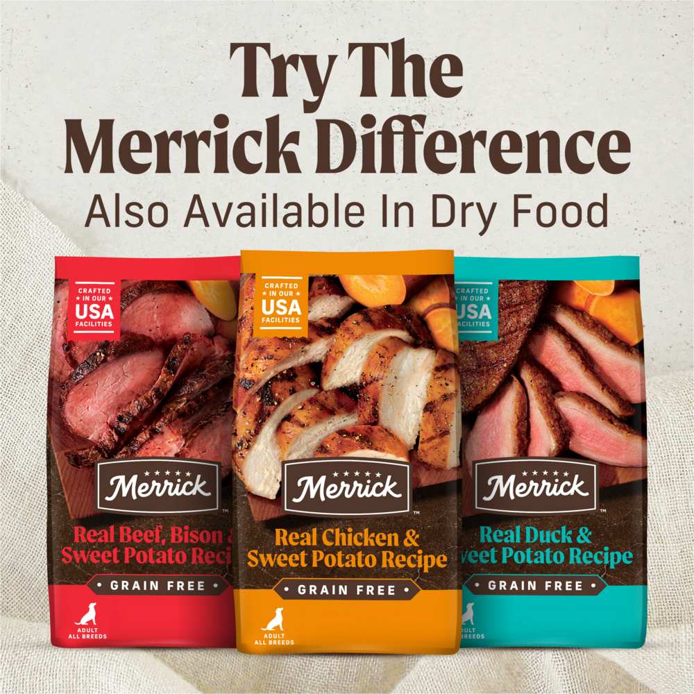 
                  
                    Merrick Wet Dog Food Slow-Cooked BBQ Kansas City Style with Chopped Pork Grain Free Canned Dog Food
                  
                