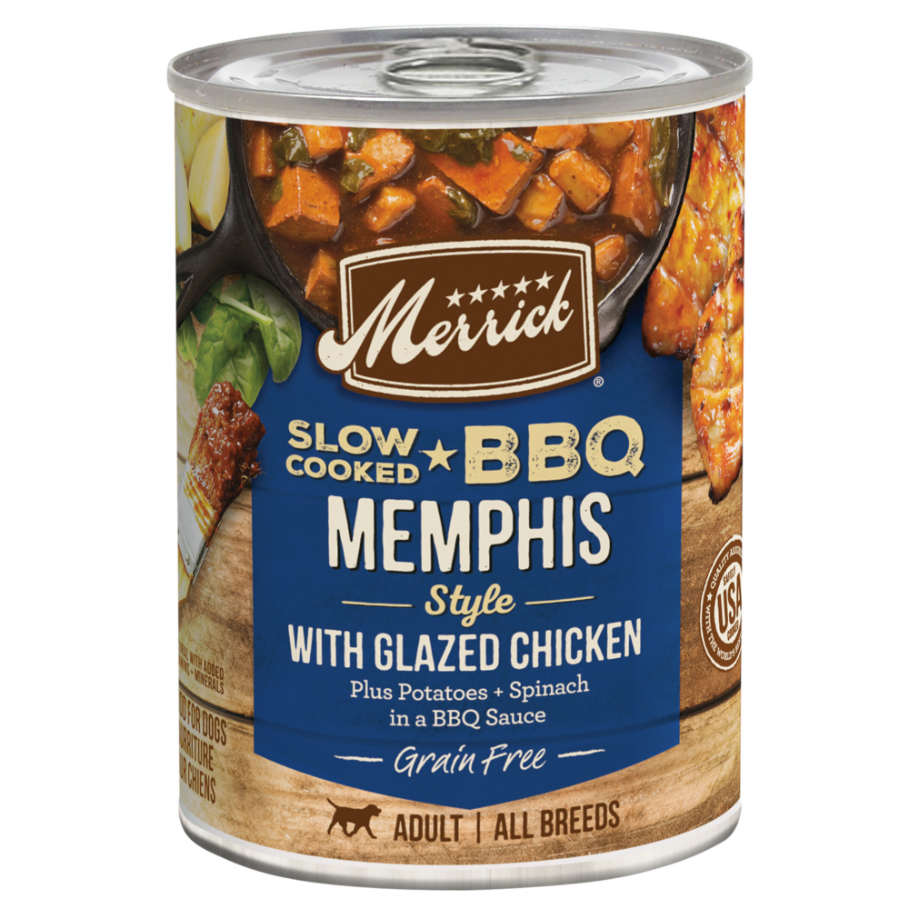 Merrick Grain Free Slow Cooked BBQ Memphis Style Chicken Recipe Canned Dog Food