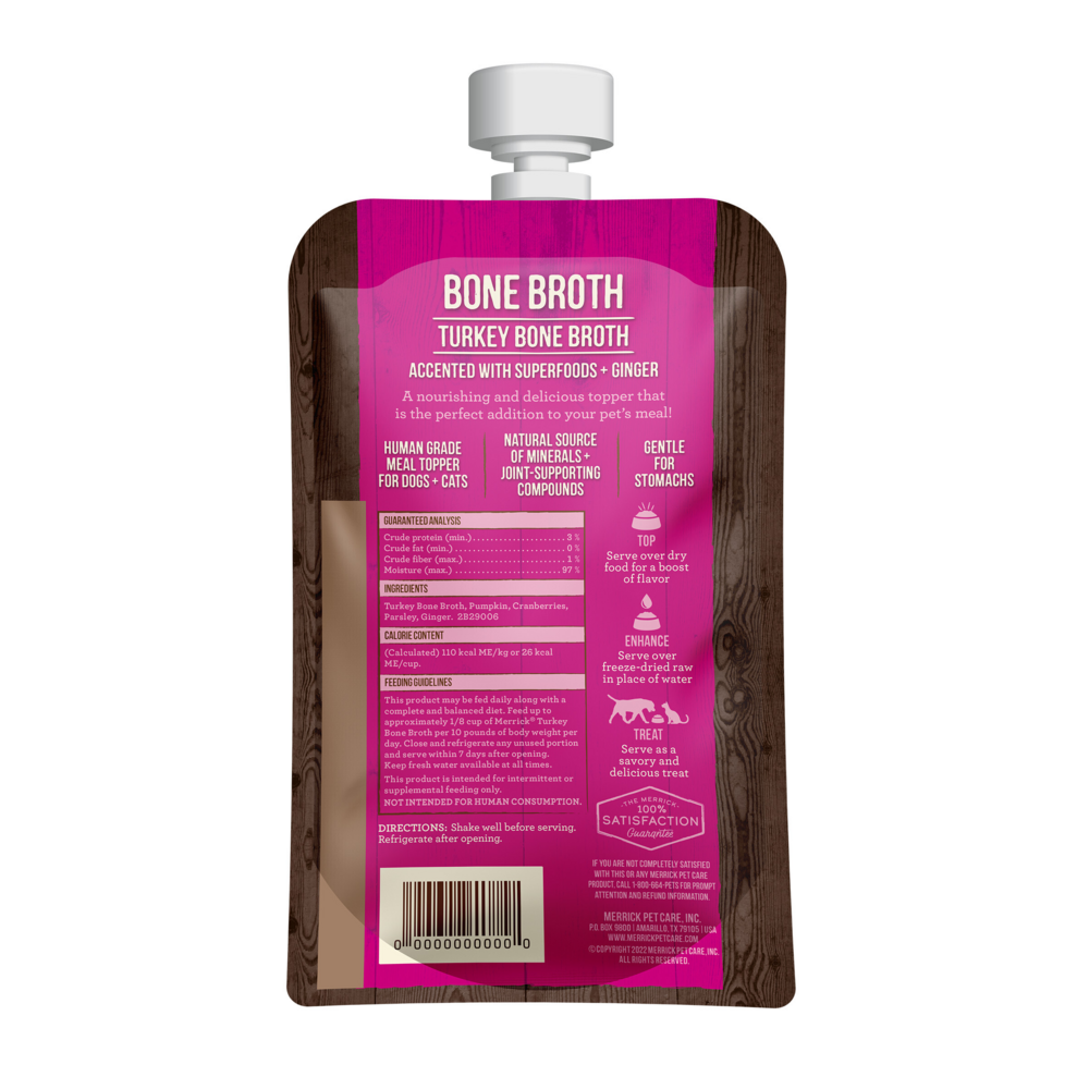 
                  
                    Merrick Grain Free Turkey Bone Broth Wet Dog Food Topper
                  
                