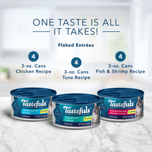 Load image into Gallery viewer, Blue Buffalo Tastefuls Adult Natural Flaked Variety Pack with Tuna, Chicken, and Fish &amp; Shrimp Entrees in Gravy Wet Cat Food