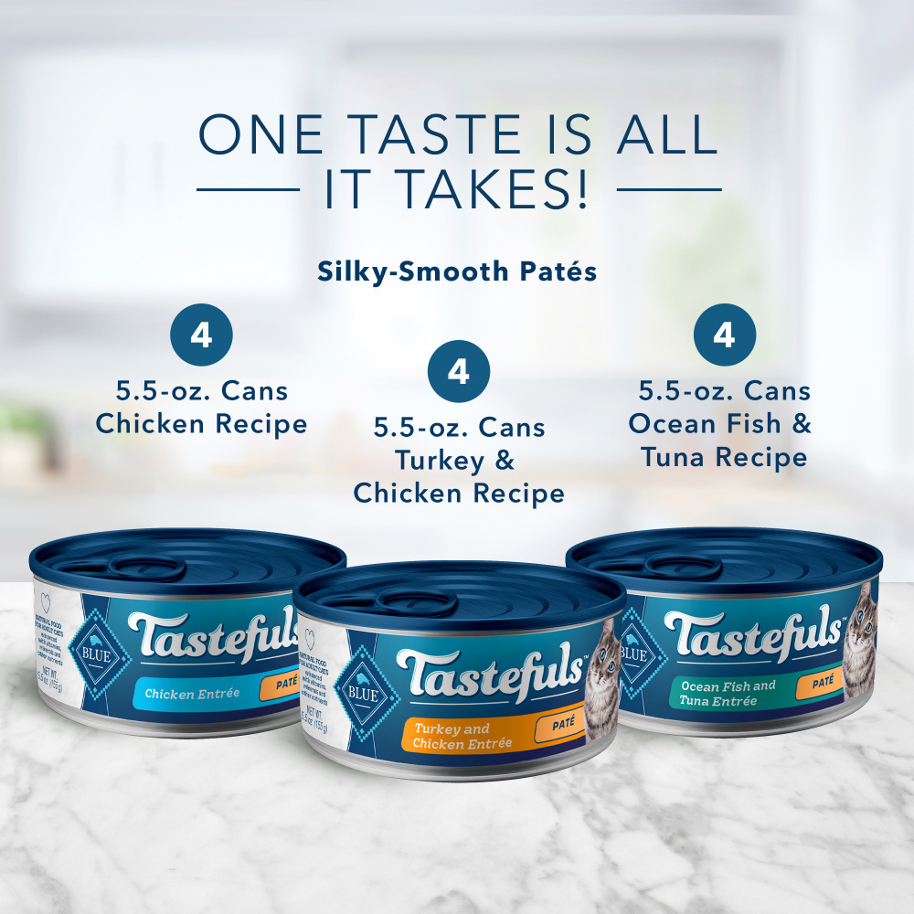 
                  
                    Blue Buffalo Tastefuls Adult Natural Pate Variety Pack with Chicken, Turkey & Chicken, and Ocean Fish & Tuna Entrees Wet Cat Food
                  
                