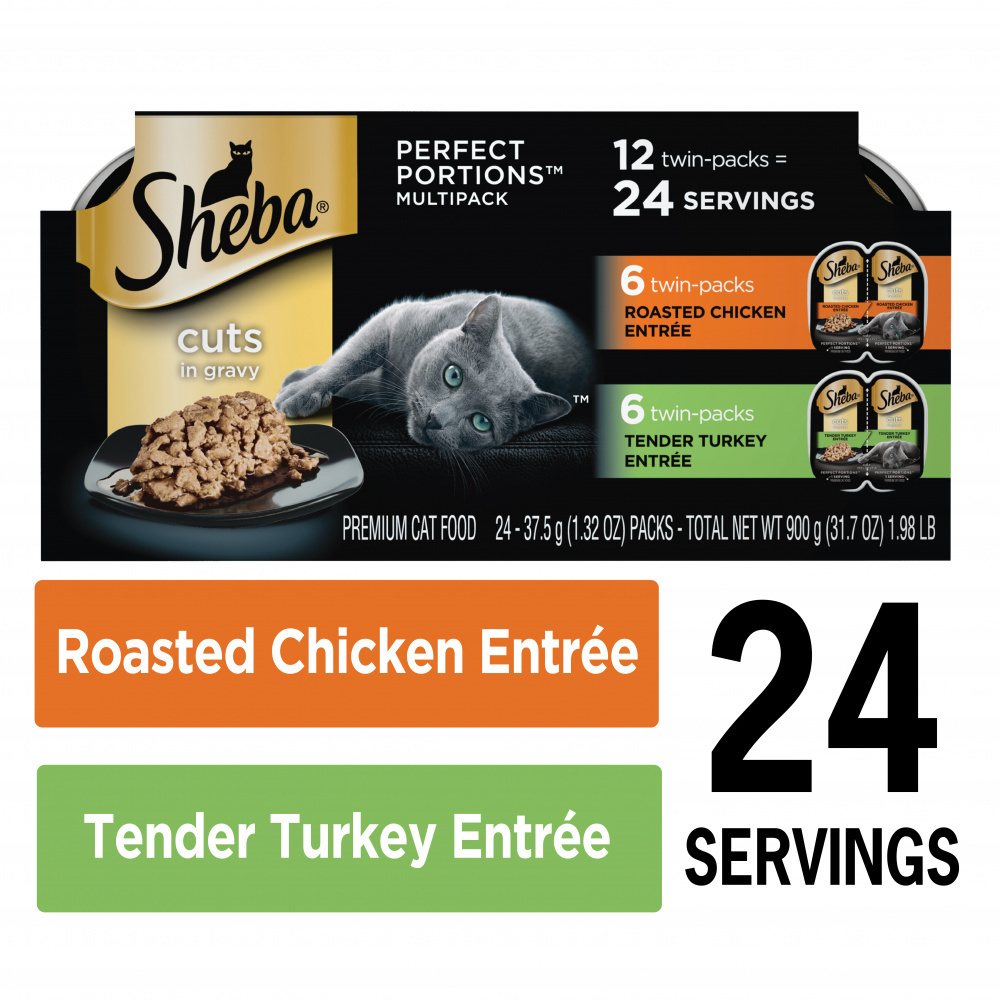 
                  
                    Sheba Cuts In Gravy Roasted Chicken Entre & Tender Turkey Entre Multipack Perfect Portions Twinpack Wet Cat Food
                  
                