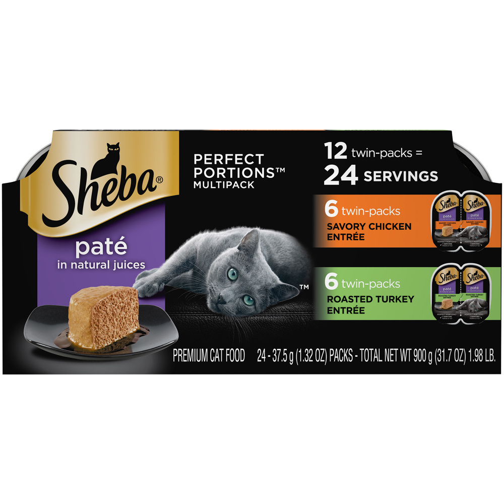 
                  
                    Sheba Pate Variety Pack Savory Chicken & Roasted Turkey Entres Perfect Portions Twin Pack Wet Cat Food
                  
                