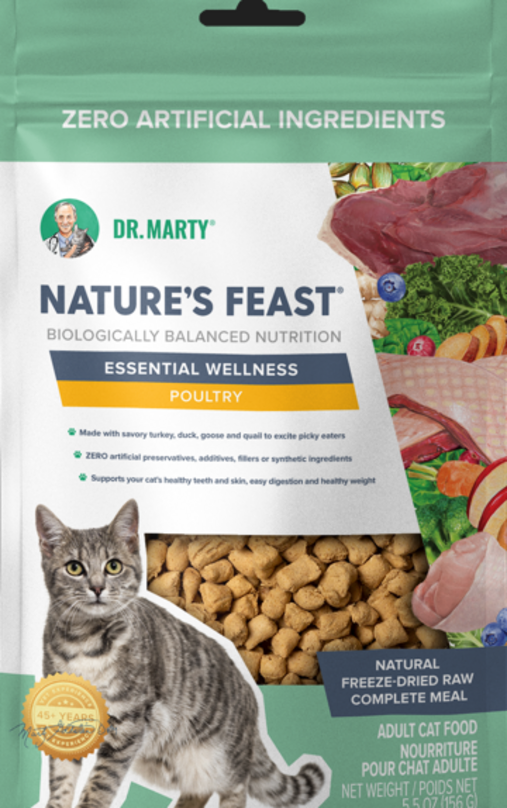 Dr. Marty Nature's Feast Essential Wellness  Poultry Freeze Dried Raw Cat Food