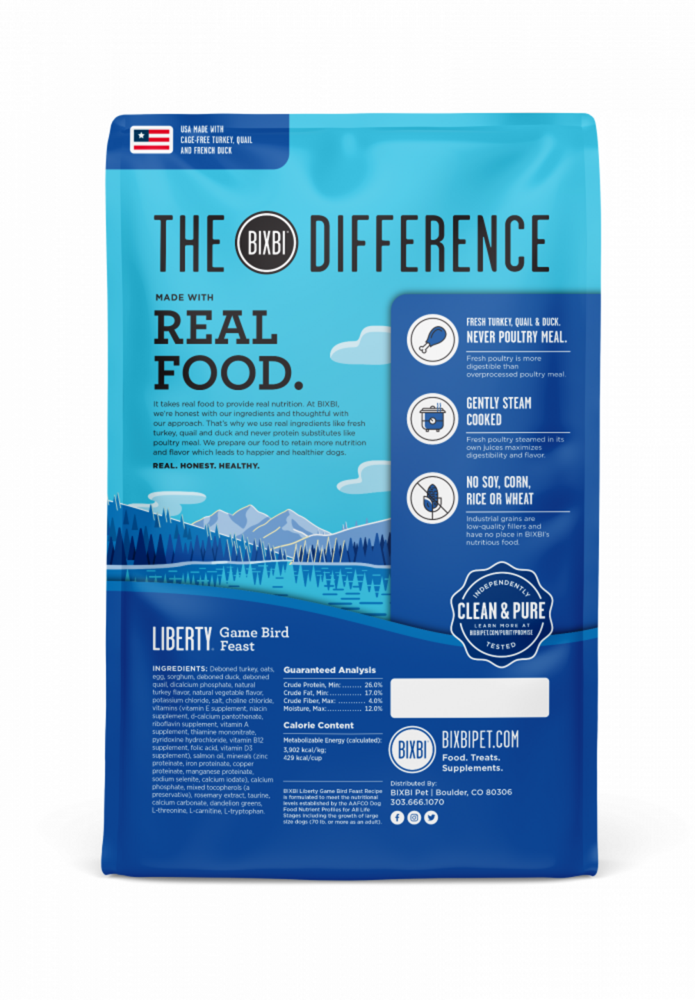 Bixbi Liberty Gamebird Feast (Turkey, Quail, Duck) Kibble Dog Food